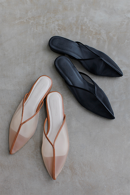 Piping Tulle Slipper Sandal