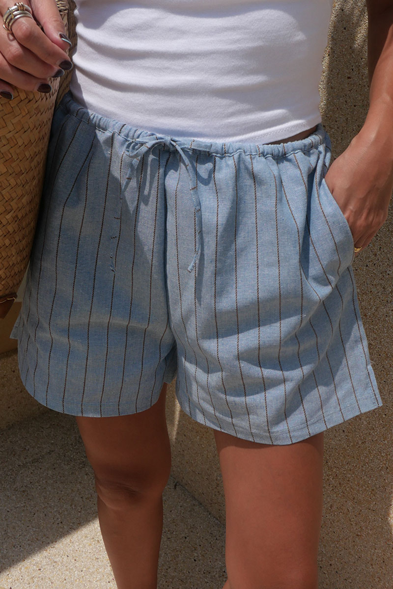 Linen Stripe Short Pants