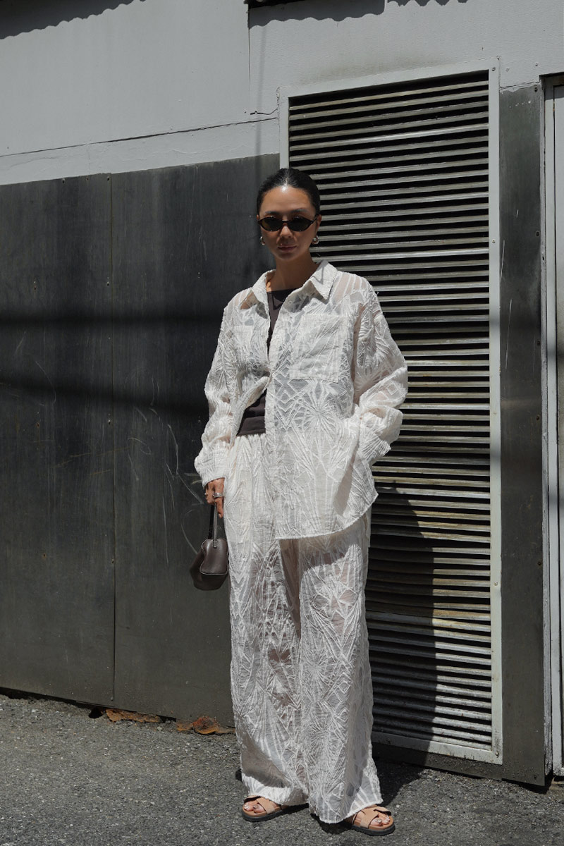 Sheer Pattern Wide Pants