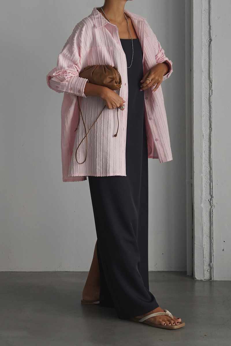 Stripe Over Size Shirt