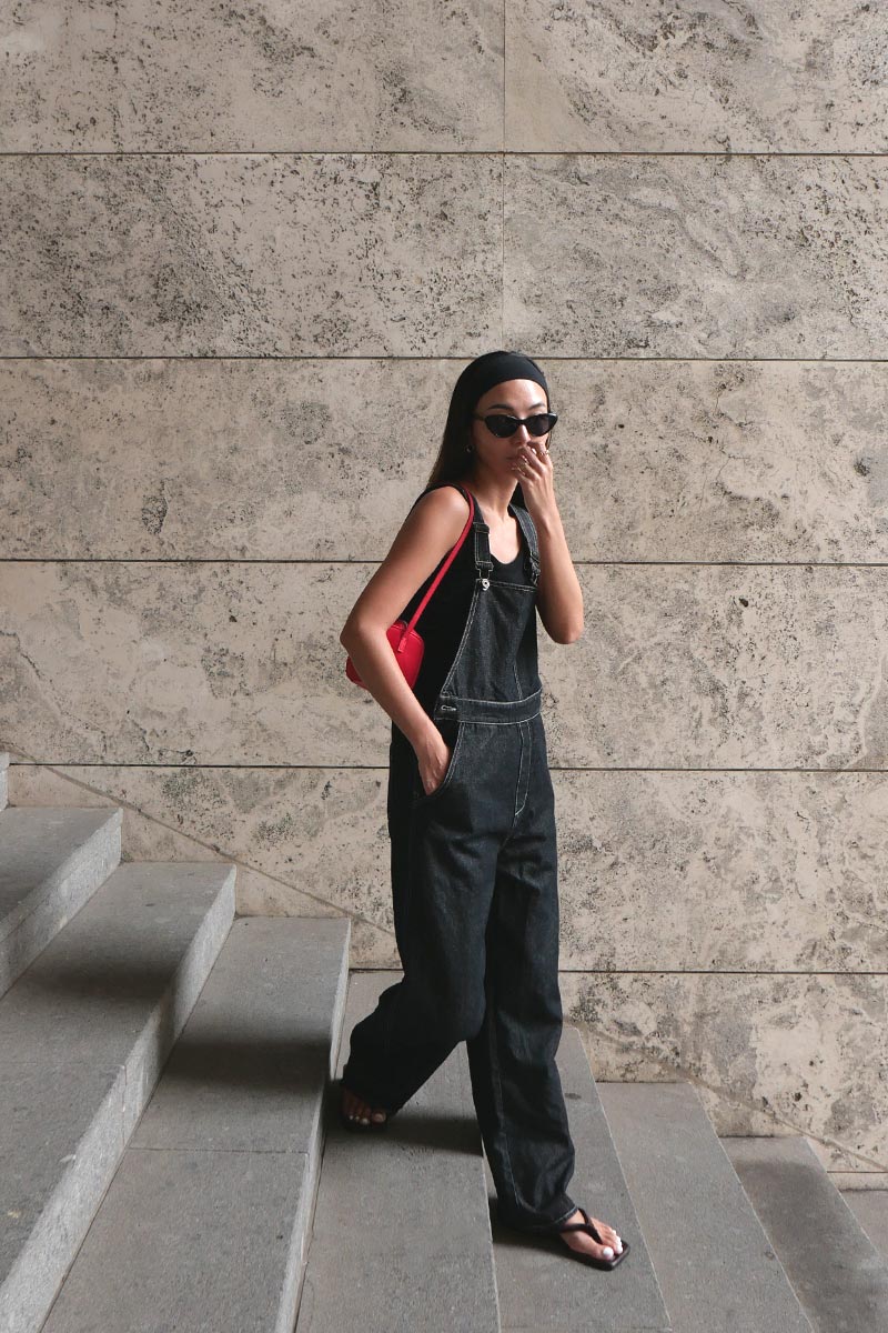 Stitch Loose Denim Overalls