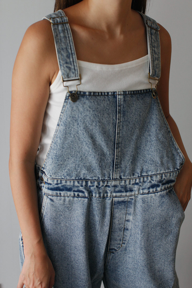 Stitch Loose Denim Overalls