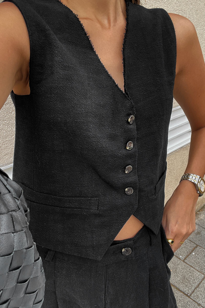 Linen Cut off Vest