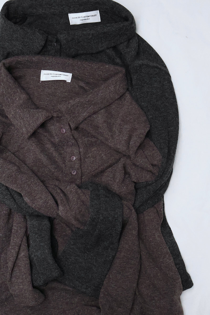 Polo Knit Long Sleeve Tops