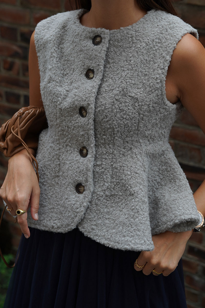 Poodle Boa Peplum Vest