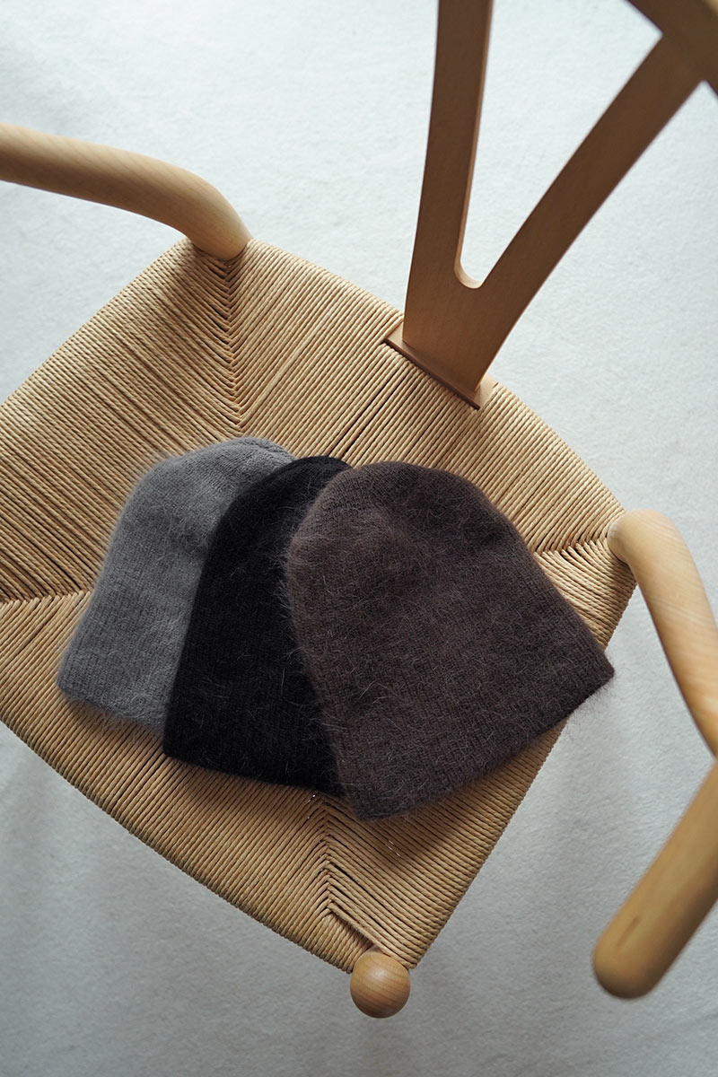 Angora knit beanie