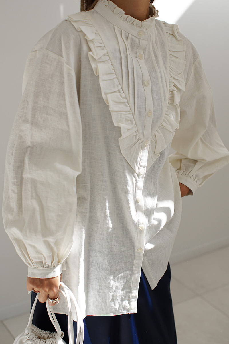 Frill Design Linen Shirt