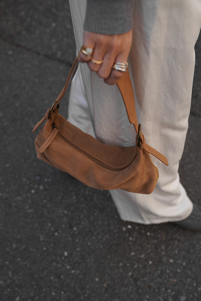 Real Suede Belt Hand Bag
