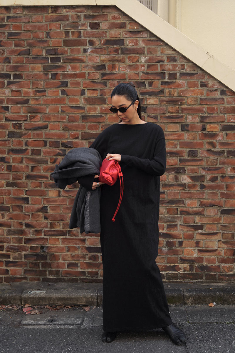 Cotton Boat-neck Long One-piece